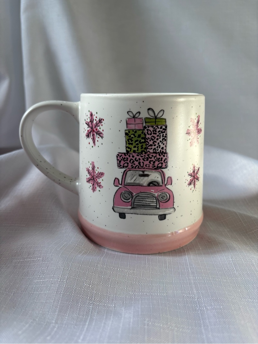 Peppermint & Pine Pink Car Holiday Ceramic Mug